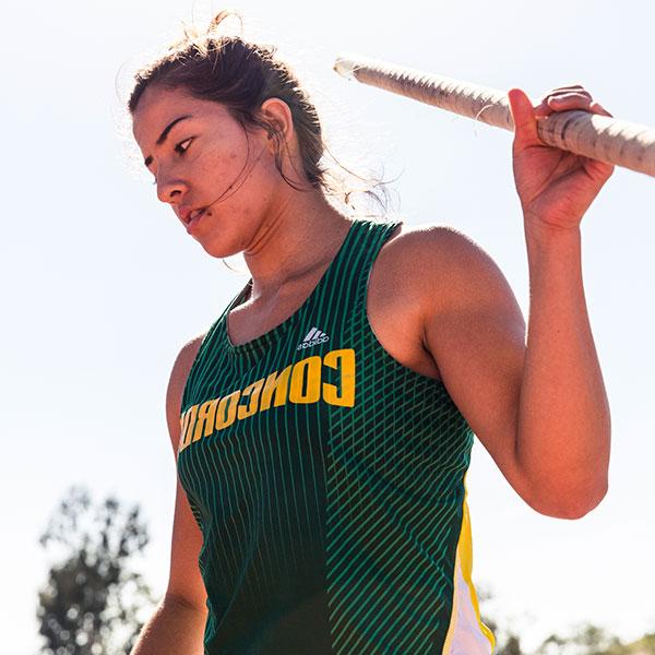 Female track and field athlete at practice